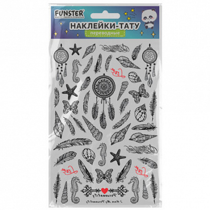 Наклейки-тату переводные "Ассорти", 29х15,5 см, ассорти 12 видов, FUNSTER (ФАНСТЕР), 666106
