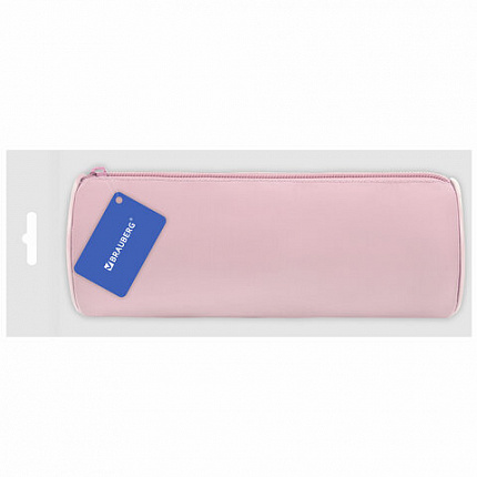Пенал-тубус BRAUBERG, с эффектом Soft Touch, мягкий, Pastel pink, 272299