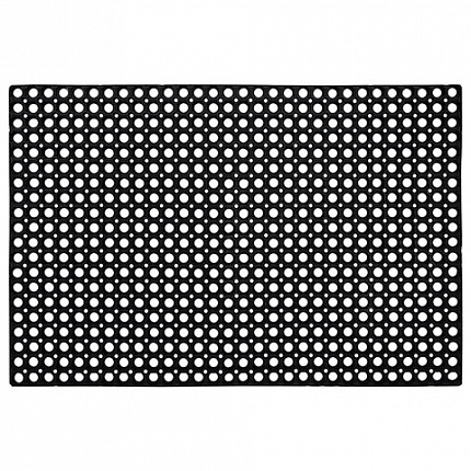Коврик входной резиновый крупноячеистый грязезащитный, 80х120 см, толщина 16 мм, черный, VORTEX, 20003