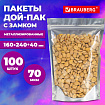 Пакеты дой-пак с замком ZIP LOCK, металлизированная + прозрачная стенка, 160х240 + 40 мм, КОМПЛЕКТ 100 штук, 70 мкм, BRAUBERG, 700685