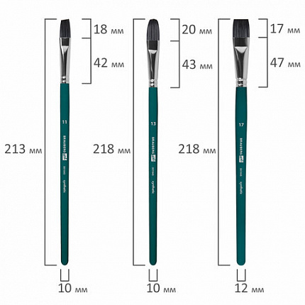 Кисти художественные набор 15 шт + мастихин в пенале, синие, синтетика, BRAUBERG ART