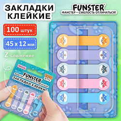 Закладки клейкие Z-сложения FUNSTER (ФАНСТЕР) "Собаки", 45х12 мм, 100 шт. (5 цветов х 20 листов), в диспенсере, 116692