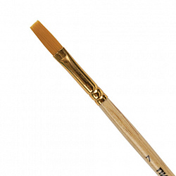 Кисть ПИФАГОР, СИНТЕТИКА, плоская, № 7, деревянная лакированная ручка, пакет с подвесом, 200860
