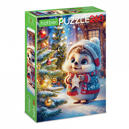 Пазл картонный НОВОГОДНИЙ 260 элементов АССОРТИ, 220х330 мм, HATBER