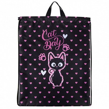 Мешок для обуви BRAUBERG KIDS, с петлей, 42х34 см, "Amazed cat", 271629