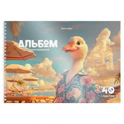 Альбом для рисования, пластиковая обложка, А4 40 л., гребень, BRAUBERG, 210х297мм, АССОРТИ-2 (8 видов), 107683