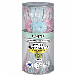 Ручка с подвеской шариковая FUNSTER (ФАНСТЕР) "DONUT", СИНЯЯ, ассорти, пишущий узел 0,7 мм, линия письма 0,35 мм, 144373