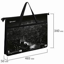 Папка для рисунков и чертежей с ручками BRAUBERG А3, пластик, молния сверху, "Night city", 273410