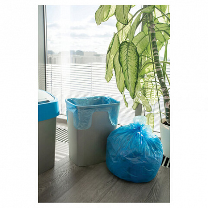 Мешки для мусора, 35 л, с ушками, синие, рулон 30 шт., ПНД, 10,5 мкм, 50х64 см, PACLAN "Multitop"