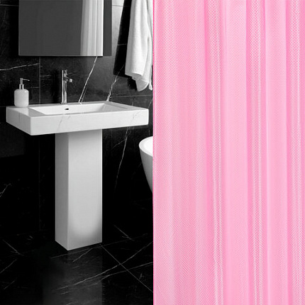 Шторка для ванной ПОЛИЭСТЕР, 180х180 см, кольца в комплекте, РОЗОВЫЙ БРИЛЛИАНТ, PRIMILA (ПРИМИЛА), 700092