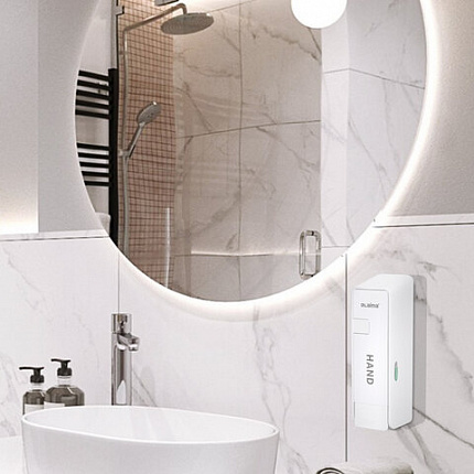 Дозатор для жидкого мыла LAIMA ULTRA, НАЛИВНОЙ, 0,38 л, белый, ABS-пластик, 609106, MD-9029W