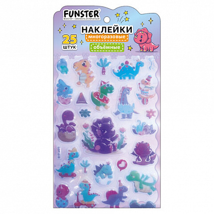 Наклейки объемные "Яркий микс", 19х13,5 см, ассорти 12 видов, FUNSTER (ФАНСТЕР), 666087