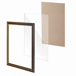 Рамка 30х40 см, небьющаяся, пластик, багет 30 мм, BRAUBERG "HIT4", орех с двойной позолотой, 391004