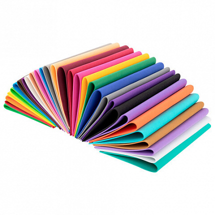 Пористая резина/фоамиран А4, 2 мм, НАБОР, 30 листов, 30 цветов, яркие цвета, ОСТРОВ СОКРОВИЩ, 665664
