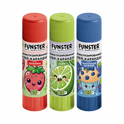 Клей-карандаш ароматизированный FUNSTER (ФАНСТЕР) (клубника, лайм, черничный маффин), 25 г, ВЫГОДНАЯ УПАКОВКА, 3 штуки на блистере, 274271