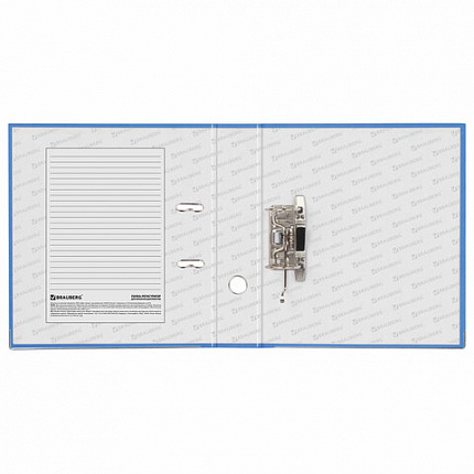 Папка-регистратор BRAUBERG с покрытием из ПВХ, 80 мм, с уголком, голубая (удвоенный срок службы), 227197