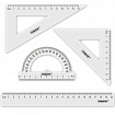 Набор чертежный ПИФАГОР (линейка 20 см, 2 треугольника, транспортир), прозрачный, 210852