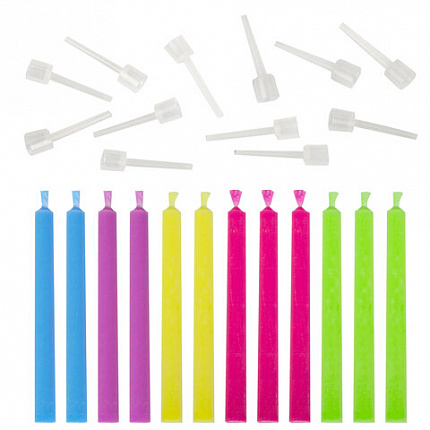 Набор свечей для торта с цветным пламенем 12 шт., 6 см, с держателями, ЗОЛОТАЯ СКАЗКА, 591460