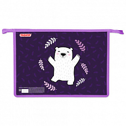 Папка для тетрадей ПИФАГОР А4, 1 отделение, картон/пластик, на молнии, "Happy bear", 272126