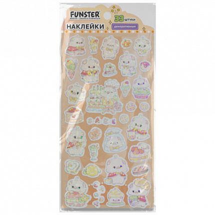 Наклейки декоративные "Веселый микс", 17,5х9 см, ассорти 6 видов, FUNSTER (ФАНСТЕР), 666094