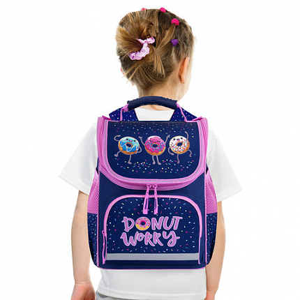 Ранец ПИФАГОР BASIC, 1 отделение, 3 кармана, эргономичная спинка, "Comic donuts", 35х28х18 см, 273137