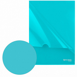 Папка-уголок жесткая, непрозрачная, А4, цвет аквамарин, 0,15 мм, BRAUBERG PASTEL, 272889