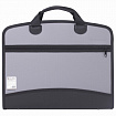 Папка-портфель пластиковая BRAUBERG А4+ (375х305х60 мм), 4 отделения, 2 кармана, серая, 228685
