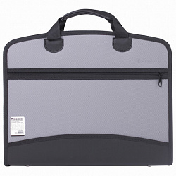 Папка-портфель пластиковая BRAUBERG А4+ (375х305х60 мм), 4 отделения, 2 кармана, серая, 228685