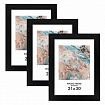 Рамка 21х30 см небьющаяся, КОМПЛЕКТ 3 шт., багет 29 мм, МДФ, BRAUBERG "Basic", черная, 391261