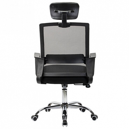 Кресло CROMEX (КРОМЕКС) "Debut CH-697", ХРОМ, с подлокотниками, механизм качания, сетка/ткань TW, черное, 533068