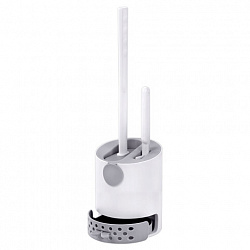 Ершик для унитаза силиконовый (плоский) + щеточка, напольный / настенное крепление, LAIMA, 700561