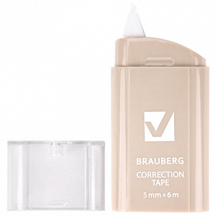 Корректирующая лента BRAUBERG COMPACT PASTEL, 5 мм х 6 м, КОМПЛЕКТ 6 штук, пенал с zip-lock, 272496