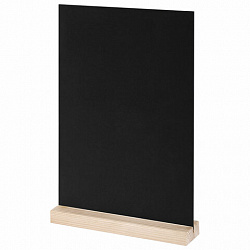 Табличка меловая настольная А4, вертикальная, на деревянной подставке, ПВХ, черная, BRAUBERG, 291298