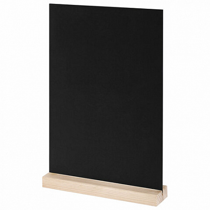 Табличка меловая настольная А4, вертикальная, на деревянной подставке, ПВХ, черная, BRAUBERG, 291298