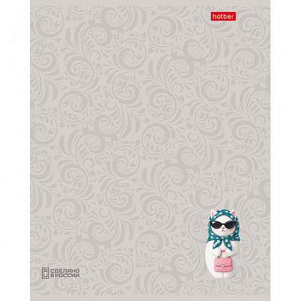 Тетрадь А5 48л. HATBER скоба, клетка, Soft-touch ламинация, 3D лак, Матрешки (микс в, 48Т5лолВ1