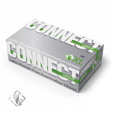 Перчатки смотровые латексные 45 пар (90 штук), CONNECT, размер 9-10, XL (очень большой)