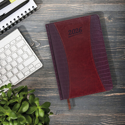 Ежедневник датированный 2026 А5 148х218 мм, GALANT "CombiContract", под кожу, коричневый, 117487