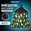 Мешок для обуви BRAUBERG БОЛЬШОЙ, с ручкой, карман на молнии, сетка, 49х41 см, "Avocado", 271058