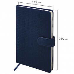 Еженедельник датированный 2026 А5 145х215 мм, BRAUBERG "Augustus", под кожу, темно-синий, 117164