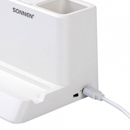 Настольная лампа / светильник беспроводная SONNEN PT-302, органайзер, USB, LED, 3 Вт, 3 режима, 238783