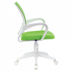 Кресло BRABIX "Fly MG-396W", с подлокотниками, пластик белый, сетка, салатовое, 532403, MG-396W_532403