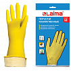 Перчатки МНОГОРАЗОВЫЕ латексные LAIMA "СТАНДАРТ", хлопчатобумажное напыление, ПЛОТНЫЕ, размер 7-8, М (средний), желтые, вес 40 г, 600353