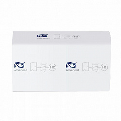 Полотенца бумажные 190 шт., Tellus/TORK (H2) ADVANCED, КОМПЛЕКТ 21 пачка, 2-слойные, белые, 22,5х21,3 см, Z-сложение, 471150