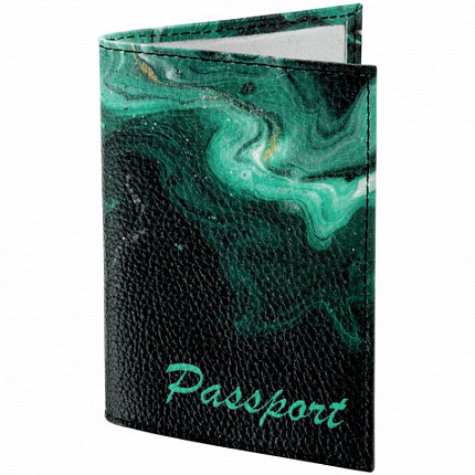 Обложка для паспорта натуральная кожа флоттер, принт "Дым", цвет черный, BRAUBERG, 238869