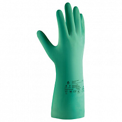 Перчатки нитриловые КЩС JETA SAFETY, хлопчатобумажное напыление, размер 10, XL (очень большой), зеленые, JN711, JN711-10-XL