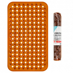 Коврик для ванны противоскользящий 70х40 см, "Квадраты", прозрачно-коричневый, ПВХ, PRIMILA (ПРИМИЛА), 700367