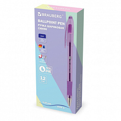 Ручка шариковая масляная с грипом, кросс-серия PASTEL, BRAUBERG, СИНЯЯ, стандартный узел 0,5 мм, линия письма 0,25 мм, 144488