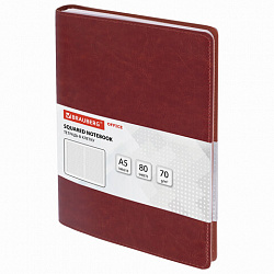 Бизнес-тетрадь на гребне А5 148x218 мм, BRAUBERG "Office PRO", под кожу, клетка, 80 л., коричневая, 111044