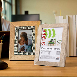 Рамка 10х15 см, небьющаяся, STAFF "Grand", багет 18 мм, цвет "капучино", МДФ, 391209