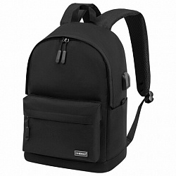 Рюкзак HEIKKI ACTIVE (ХЕЙКИ) универсальный, отделение для ноутбука, USB-порт, черный, 44х31х14 см, 272560